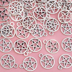 50pcs Silver Pentacle Star Charms Alloy Star Pentagram Pendants Protection Lucky Pentacle Charms Jewelry Making Accessory for DIY Crafts Necklaces Bracelets Earrings