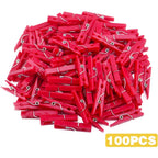 100 Pieces Photo Clips Plastic Picture Paper Clip Mini Laundry Clothespins Peg Pins for Home School Arts Crafts Decoration, 3.4 x 0.5cm(Red)