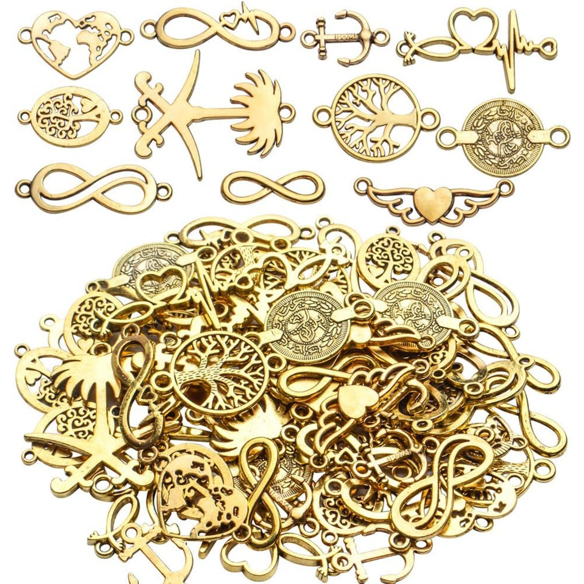 100g(40~70pcs) Mixed Connector Tree of Life Charms Infinity Symbol Pendants Beads Connector for DIY Necklace Bracelet Jewelry Making