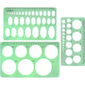 3pcs Circle Stencils Oval Stationery Template Plastic Measuring Templates Geometric Rulers Set for Drafting, Drawing(Clear Green)
