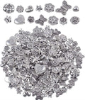 100 Gram(About 130-170pcs) Antique Tibetan Silver Alloy Butterfly Flower Beads Charm Bead Spacers Jewelry Findings Accessories for Bracelet Necklace Jewelry Making