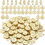 3 Sets (78pcs) Round Letter Charms 26 Alphabet A-Z Pendants and 5 Sets (50pcs) 0-9 Number Charms for Jewelry Making Crafts DIY