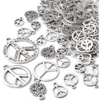 100g Antique Silver Peace Symbol Charms Alloy Peace Sign Charm Jewelry Pendant Charms for Necklace Bracelet DIY Jewelry Making Crafts Supplies