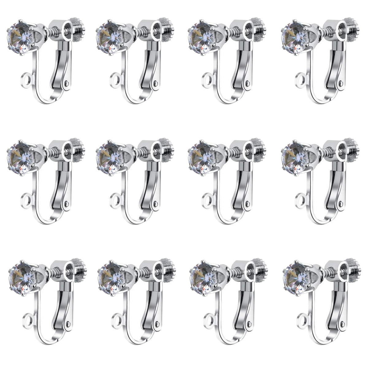 12pcs Clip on Earrings Converters Non-Pierced Crystal Earring Clips with Adjustable Screw for Jewelry Making,Gold and Silver