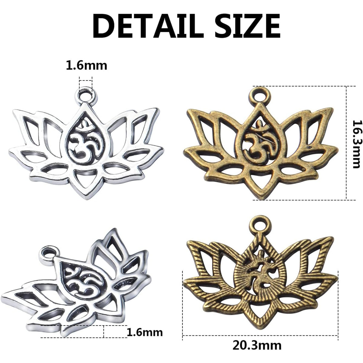 60pcs Lotus Charm Pendants Alloy Lotus Flower Beads Charms Flower Charms Crafts Supplies for DIY Necklace Earrings Jewelry Making Findings Accessory