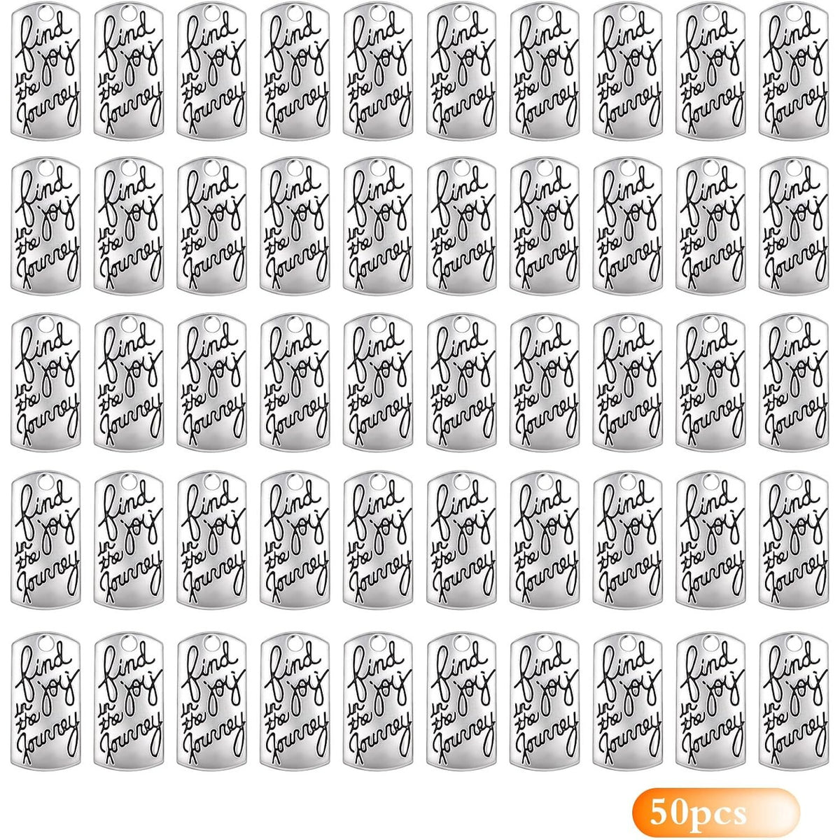 50 Pieces Antique Silver Inspirational Word Charms Alloy Engraved Motivational Words Message Pendants Charms for DIY Necklace Earrings Keychains Jewelry Making