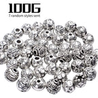 100g (About 40-60pcs) Antique Silver Spacer Beads Small Round Tibetan Loose Beads for Bracelet Necklace Jewelry Making,8-12mm
