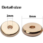 100pcs 8mm Flat Round Rondelle Spacer Beads Disc Spacers Loose Beads Jewelry Metal Spacers for DIY Bracelet Necklace Crafts,Gold