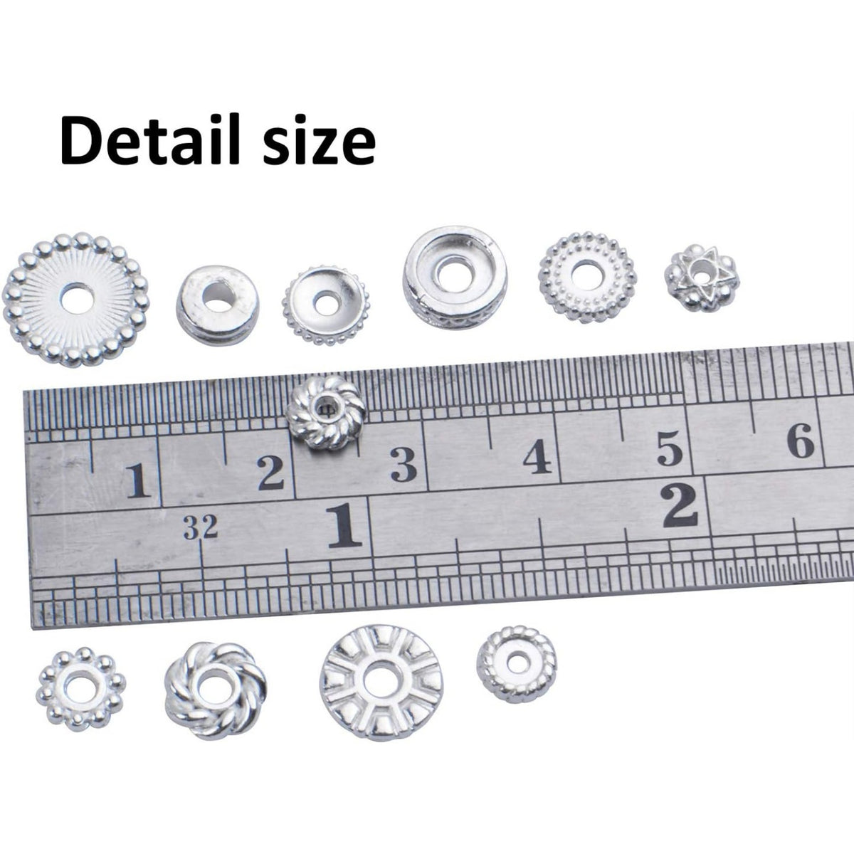 100 Gram(About 170-300pcs) Spacer Beads Jewelry Bead Charm Spacers Alloy Spacer Beads for Jewelry Making DIY Bracelets Necklace and Crafting,Silver