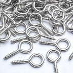 Eye Hooks Screw-in,100pcs Metal Eyes Hooks Eyelets Screw Threaded Self Tapping Eyelet Hooks 27x13mm for Resin Crafts Projects Outdoor Indoor Hanging
