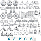 63pcs Antique Silver School Teacher Graduation Charms for DIY Jewelry Making