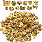 100 Gram(About 130-170pcs) Antique Gold Alloy Heart Butterfly Flower Beads Charm Bead Spacers Jewelry Findings Accessories for Bracelet Necklace Jewelry Making
