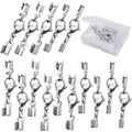20pcs Lobster Claw Clasps with Cord Ends Stainless Steel Leather Fold Over Necklace Cord End Caps Connector with a Plastic Box for DIY Bracelets Chokers Jewelry Making, 5 Sizes