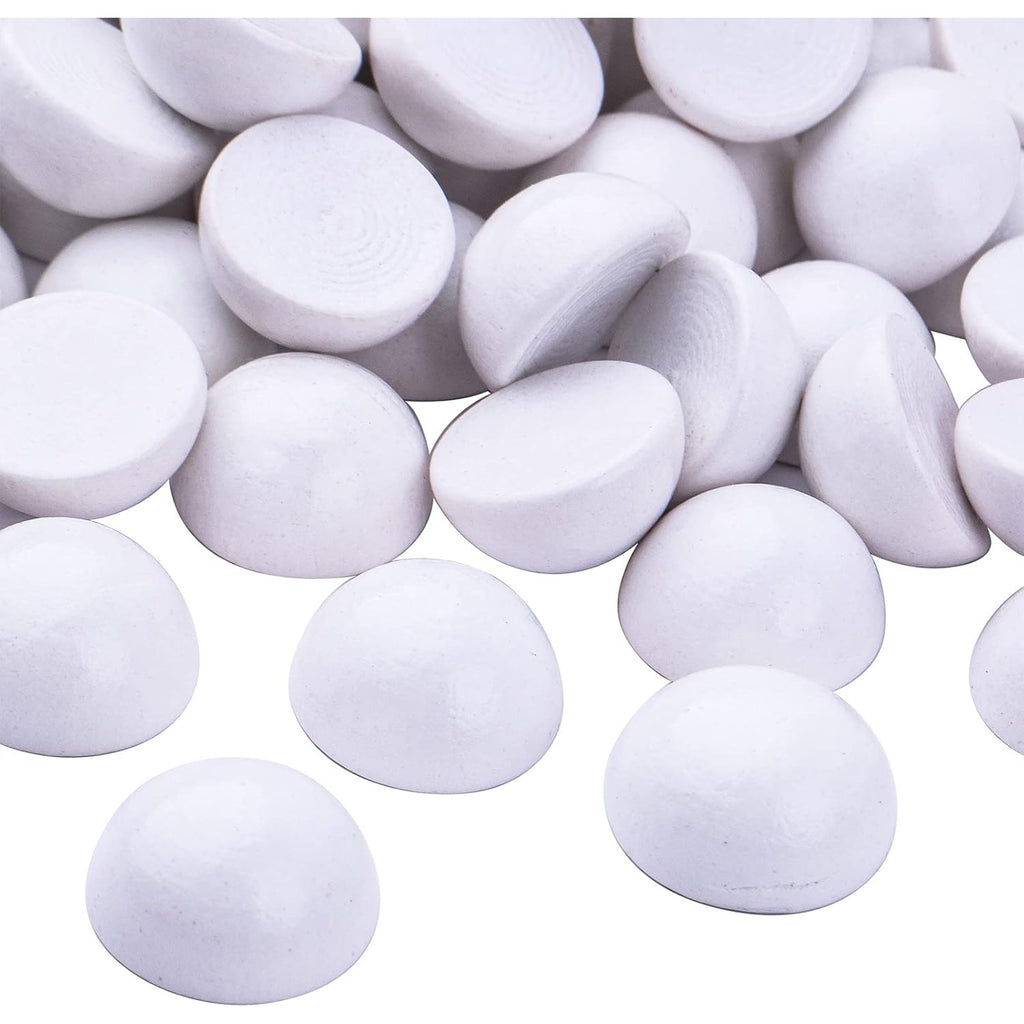 100pcs 15 mm Half Wooden Round Balls Natural Wood Craft Beads Unfinished Split Wood Balls for DIY Paint Christmas Home Party Ornament Art Crafts Decor Supplies, White