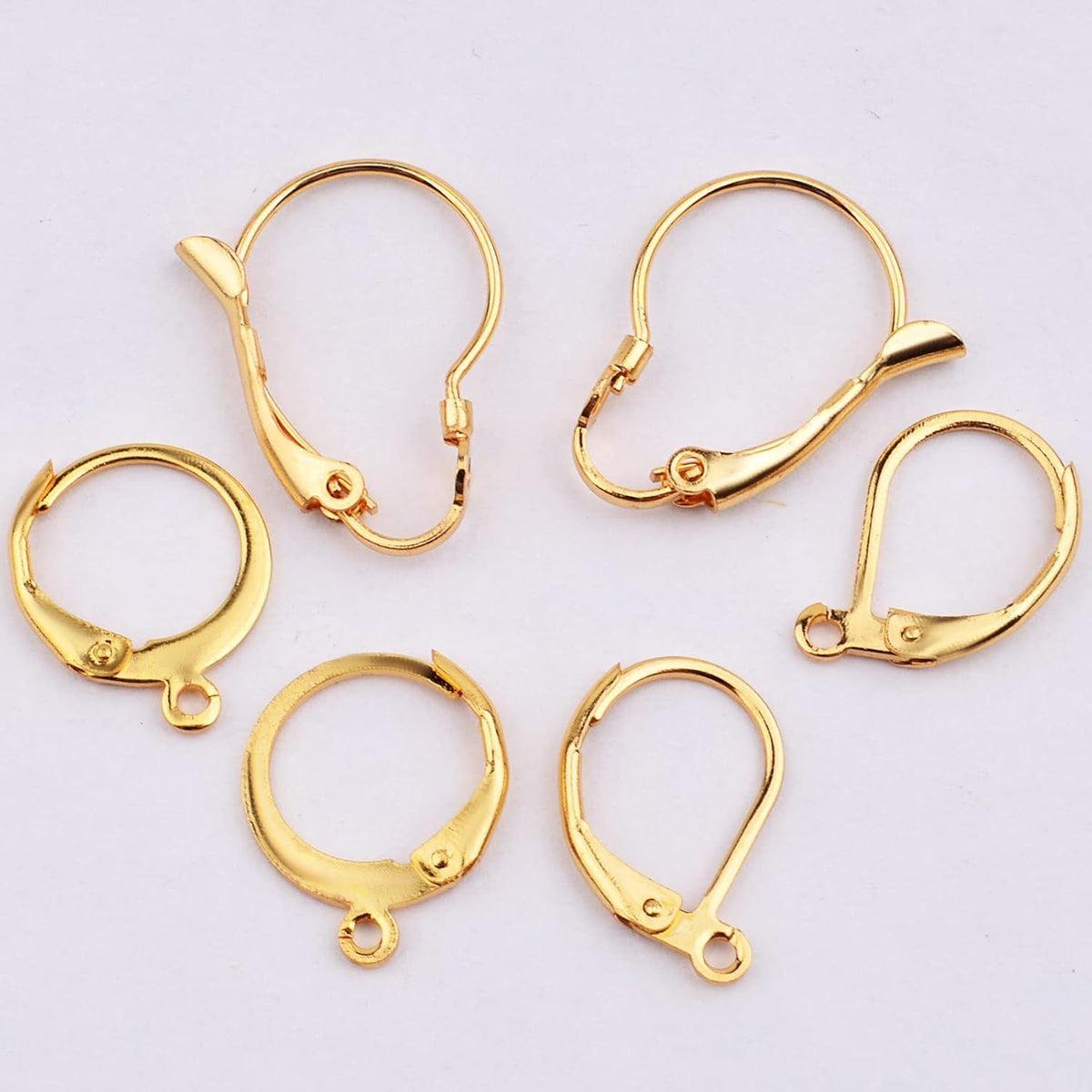 30pcs Stainless Steel Leverback Earrings Hooks: Round, Oval, Gourd - Silver