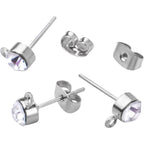 100pcs 5mm Rhinestone Earring Studs & Backs for DIY Jewelry Making