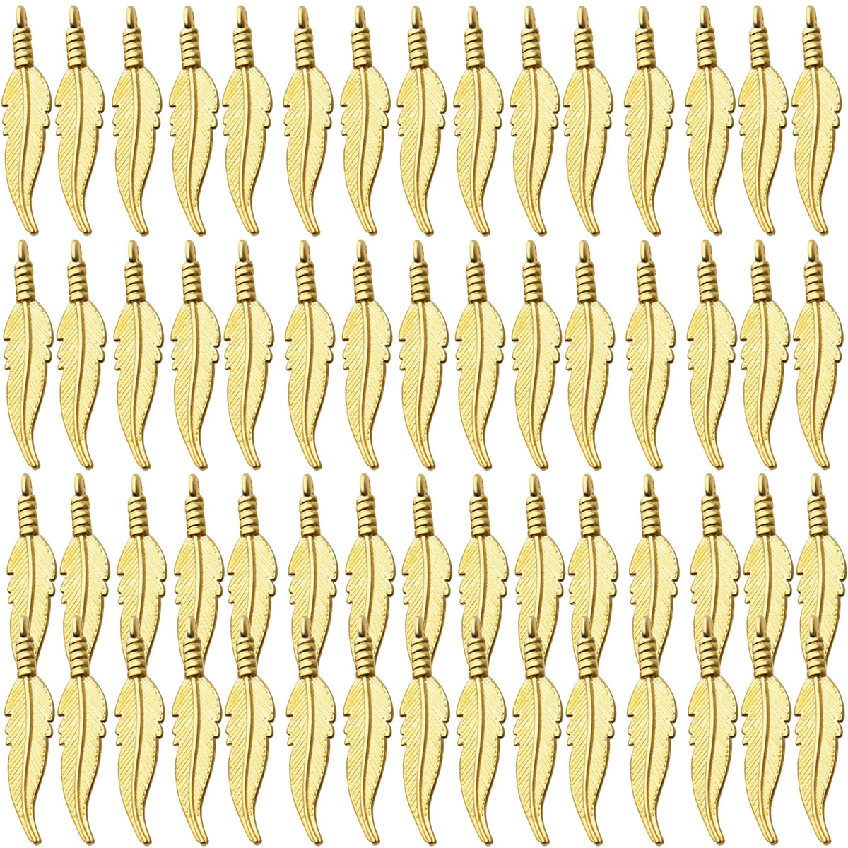 60pcs Craft Supplies Feather Charms Pendants Tibetan Alloy Leaf Charms for DIY Earring Necklace Jewelry Making Accessory,6 Colors