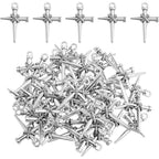 50pcs Antique Silver Jesus Cross Charms Alloy Religious Cross Crucifix Pendants Crucify Dangle Charms for DIY Necklace Bracelet Keychains Jewelry Making Crafting