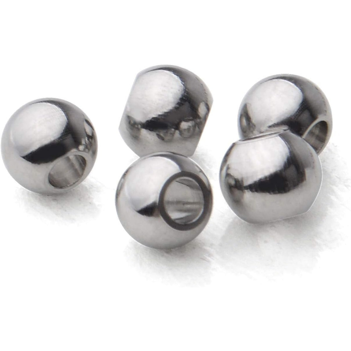 200pcs Loose Spacer Beads, 4mm Stainless Steel Round Seamless Spacer Smooth Beads for Necklace Bracelet DIY Jewelry Making
