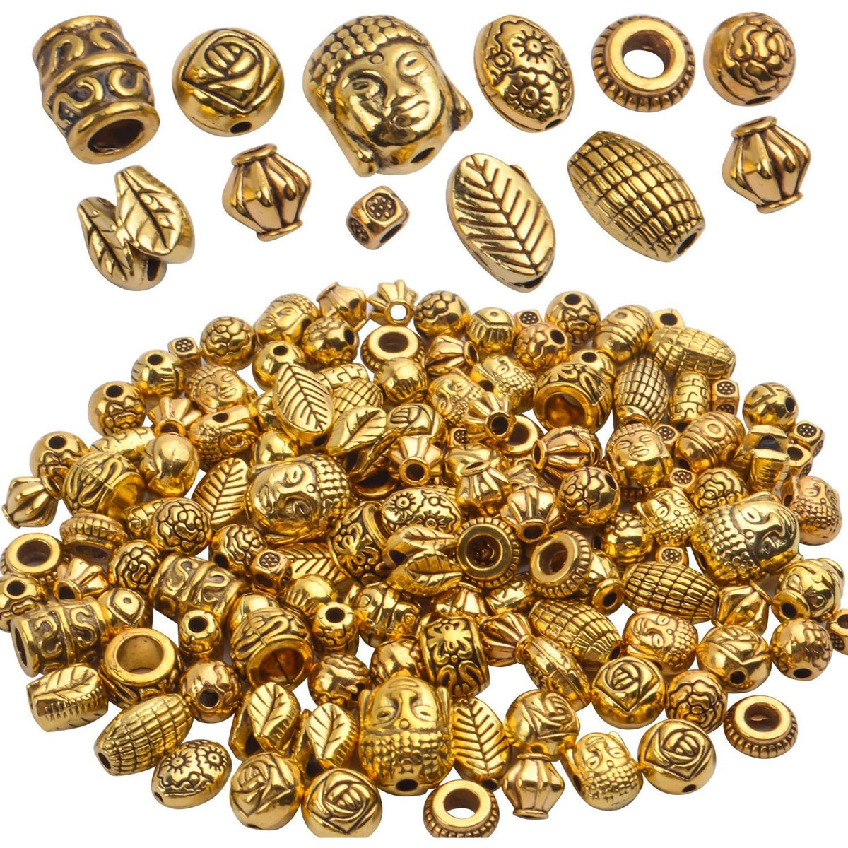 100g (About 130-180pcs) Antique Gold Small Beads Jewelry Bead Charm Spacers for Jewelry Making Bracelets Necklace