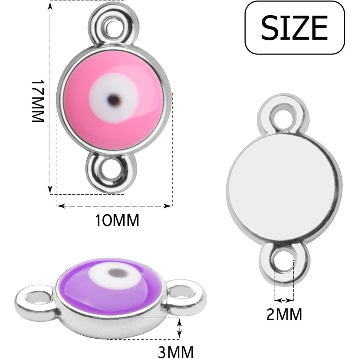 50pcs Evil Eye Connectors Pendants Bracelet Connector Bead Charms for Bracelet Necklace Crafts DIY