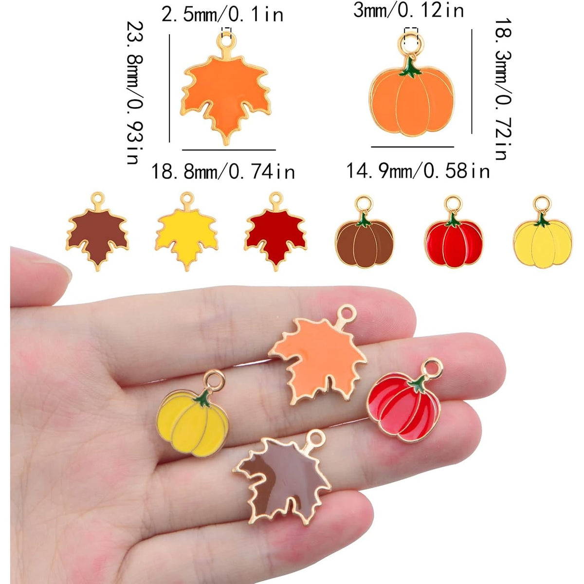 20pcs Alloy Halloween Pumpkin Pendant Charms and 20pcs Colorful Enamel Autumn Fall Maple Leaves Charms for DIY Necklace Bracelet Jewelry Making Thanksgiving Party Decor