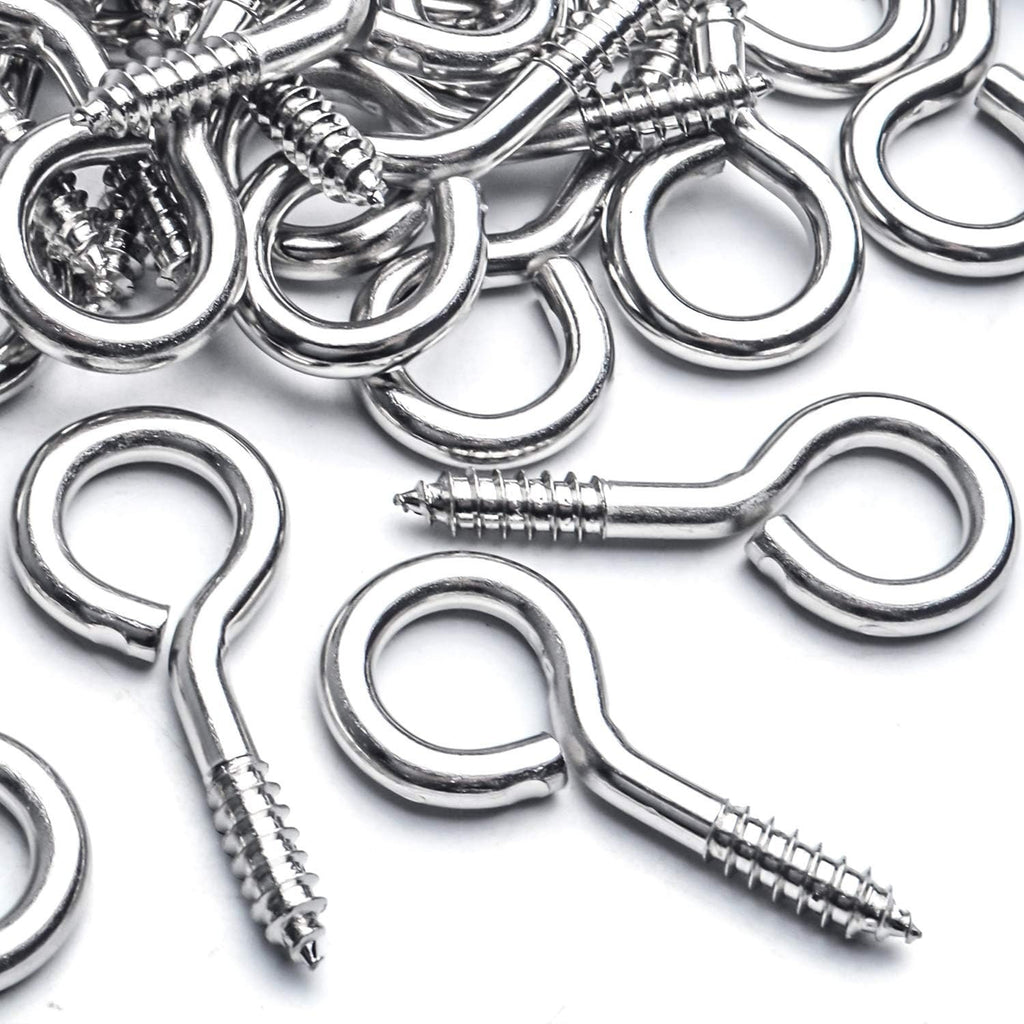 Eye Hooks Screws, 50pcs Metal Screw in Eyes Eye Pin Screws Lighting Ceiling Hooks Screw Hooks Kit for Home Office Outdoor DIY Art Crafts Projects Jewelry Making, 45x40mm