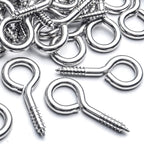 Eye Hooks Screws, 50pcs Metal Screw in Eyes Eye Pin Screws Lighting Ceiling Hooks Screw Hooks Kit for Home Office Outdoor DIY Art Crafts Projects Jewelry Making, 45x40mm