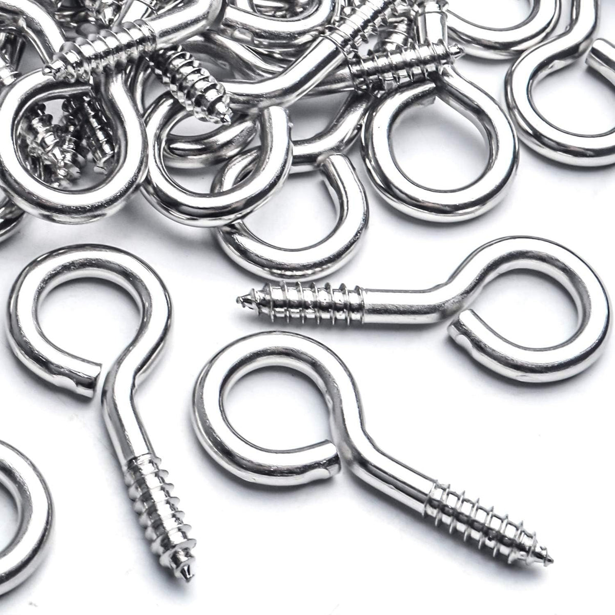 Eye Hooks Screws, 50pcs Metal Screw in Eyes Eye Pin Screws Lighting Ceiling Hooks Screw Hooks Kit for Home Office Outdoor DIY Art Crafts Projects Jewelry Making, 45x40mm