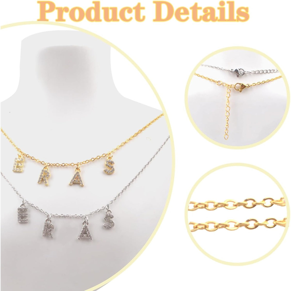 2 Sets ERAS Alphabet Necklaces Album Gift Song Inspired Necklace Charms Initial Letter Choker Pendant Necklace Concert Outfit Jewelry for Women Teens Fans Music Lovers Gifts