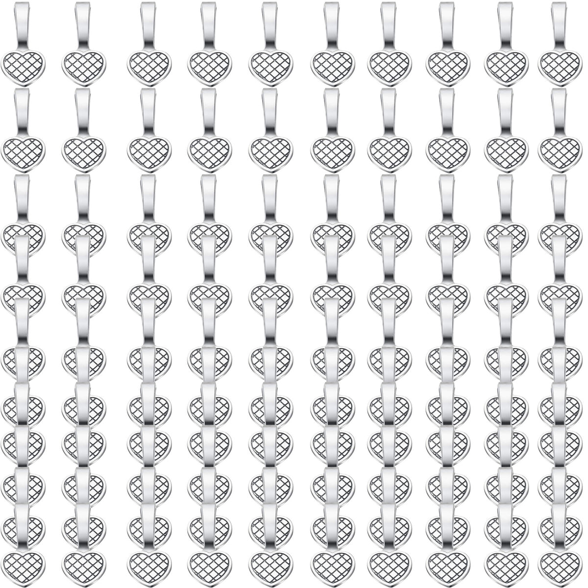 100pcs Alloy Heart Bails Pendants Glue on Heart Shape Bails Jewelry Bails Earring Charms Pendants for DIY Earrings Glass Tiles Jewelry Making Crafting, 19×9×8.5mm