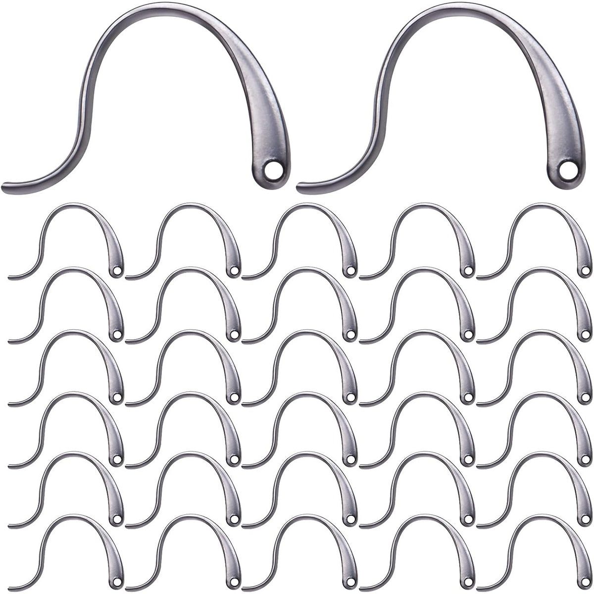 100pcs Stainless Steel Earring Hooks, Hypo-allergenic Surgical Fish Hook Ear Wire with Loop Hole Dangle Earrings Findings for Women DIY Craft Jewelry Making
