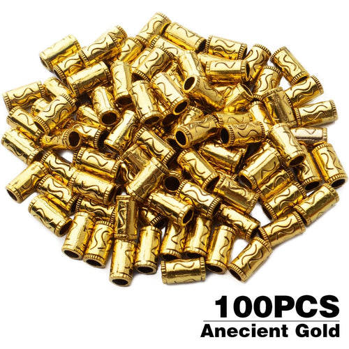 100pcs Antique Gold Column Spacer Beads Alloy Tibetan Spacers Tube Bead Spacers Loose Beads Charm Beads for DIY Bracelet Necklace Jewelry Crafts Making Finding,Hole: 3.6mm