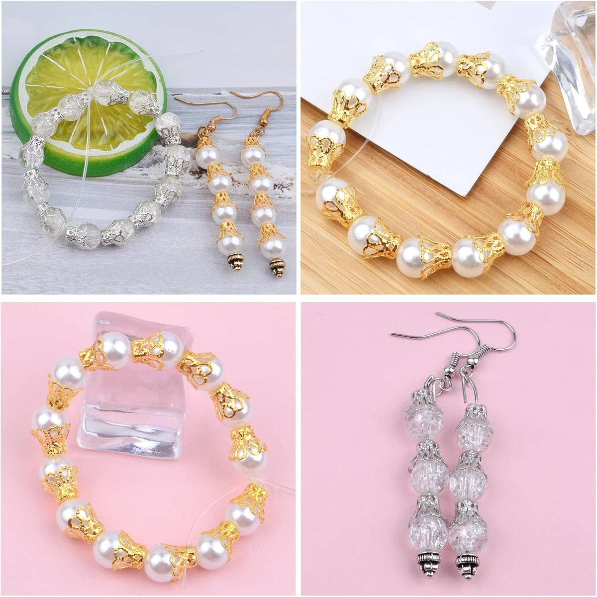 600pcs 3 Sizes Flower Bead Caps, 2 Colors, Elegant DIY Jewelry Making, Female Birthday Occasion