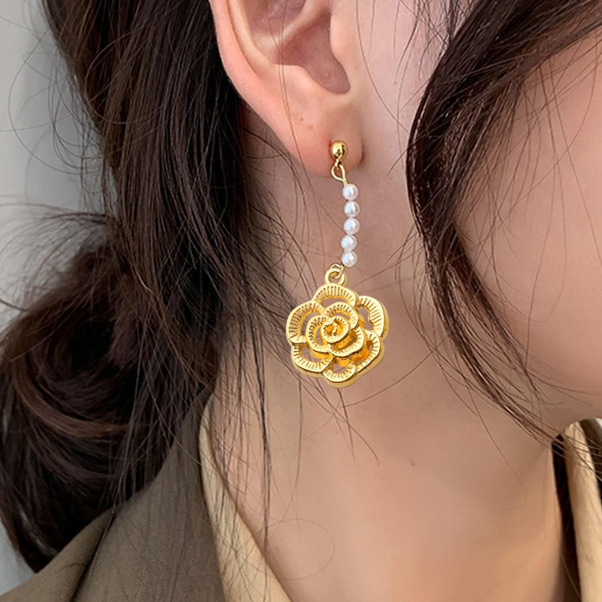 50pcs Rose Charms Pendants Alloy Rose Flower Charms Flower Connector Charms Rose Bead Charms for DIY Earrings Bracelet Necklace Jewelry Crafts Making Finding,5 Styles