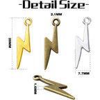 60pcs Lightning Bolt Pendants Alloy Flash Lightning Charms Thunder Flash Celestial Dangle Charms for DIY Earrings Bracelet Crafts Jewelry Making Accessory,28mm×7.7mm