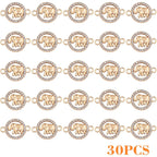 30pcs Golden Rhinestone Elephant Charms Connectors Creative Animal Elephant Double Hole Pendants Links Craft Supplies DIY Bracelet Necklace Keychains Jewelry Making
