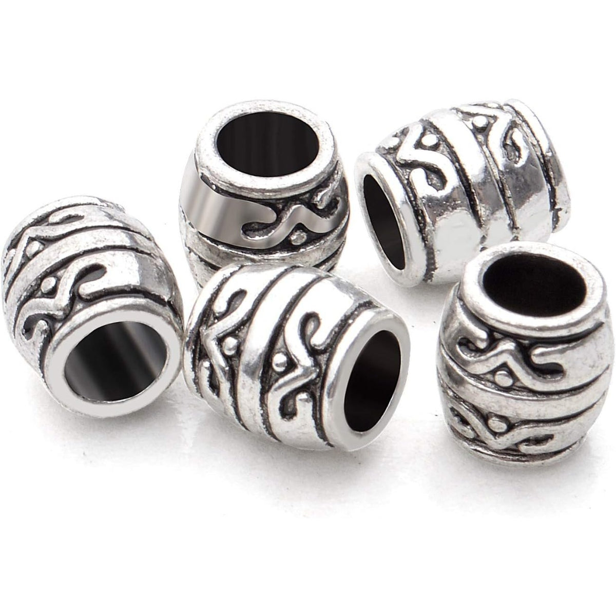 50pcs 8mm Antique Silver Tibetan Alloy Spacers Large Hole Column Spacer Beads for DIY Jewelry Crafts