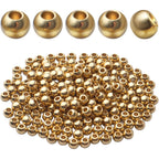 200pcs Round Ball Spacer Beads Brass Rondelle Beads Loose Beads Charm Beads for DIY Bracelet Jewelry Craft Making Supplies,4mm