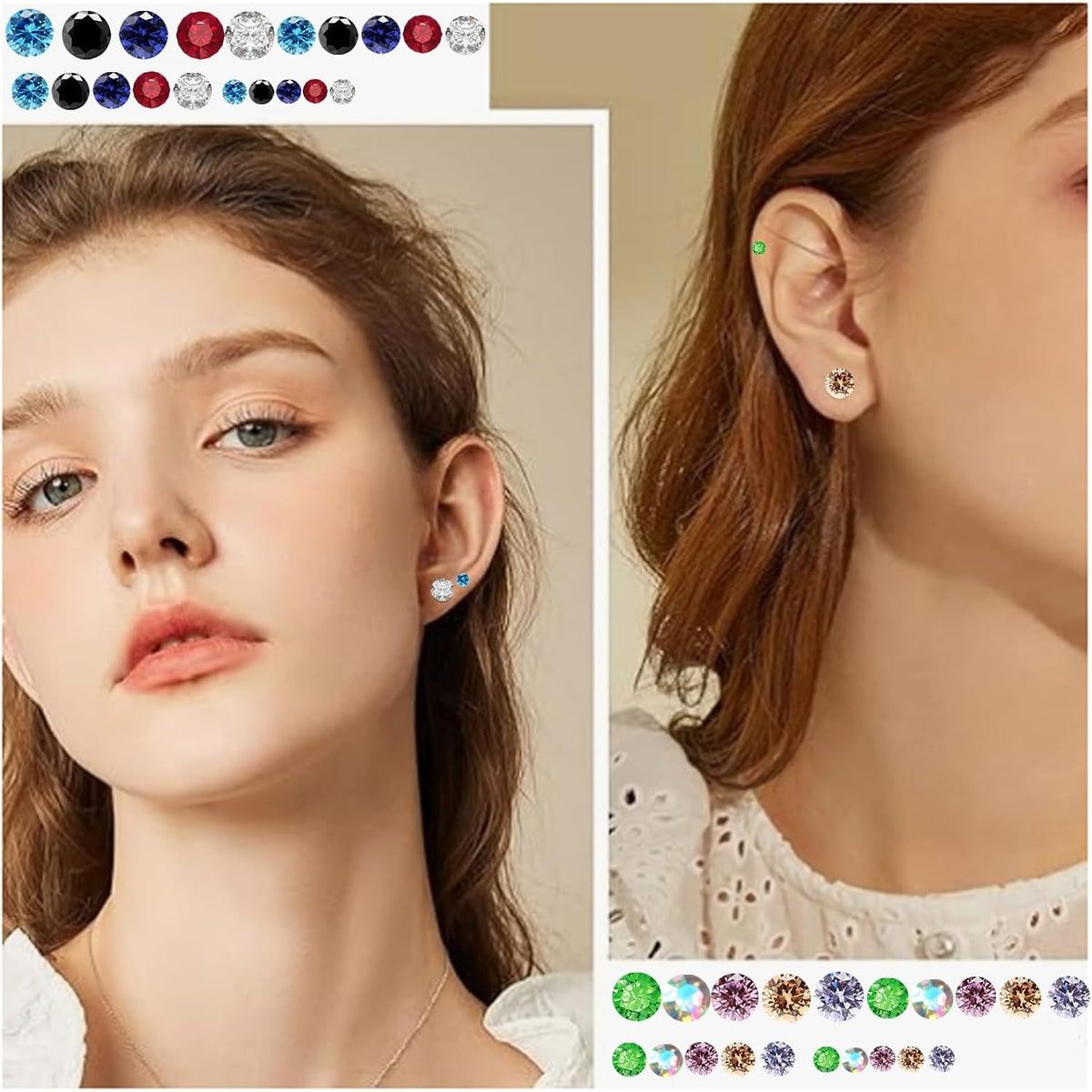 140 Pieces Colorful Rhinestones Earring Studs Hypoallergenic Plastic Resin Post Earrings with Earring Backs for Women Sensitive Ears Party Decoration Gift, 3mm 4mm 5mm 6mm