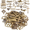 Words Connector Charms, 50 Pieces Mixed Word Letter Connector Pendant Infinity Symbol Link Charms for DIY Necklace Bracelet Jewelry Making - Antique Bronze