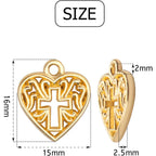 Heart Cross Charms, 50 Pieces Alloy Metal Love Heart with Cross Charms Pendants for Making Bracelet Necklace - Antique Silver
