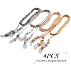 Eyeglass Chain,4Pcs Metal Eyeglass Chain Sunglasses Eyewear String Reading Glasses Retainer for Women,Men,Kids,Workers
