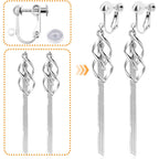 24pcs Clip-on Earring Converters Brass Screw Back Earwire Non Pierced Earring Components with Loop and 24pcs Anti-Pain Ear Pads for DIY Jewelry Making, Bright Silver