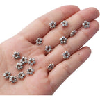 100pcs Antique Silver Flower Spacer Beads Tibetan Alloy Flower Bead Spacer Charm Beads for DIY Bracelet Necklace Jewelry Crafts Making Supplies