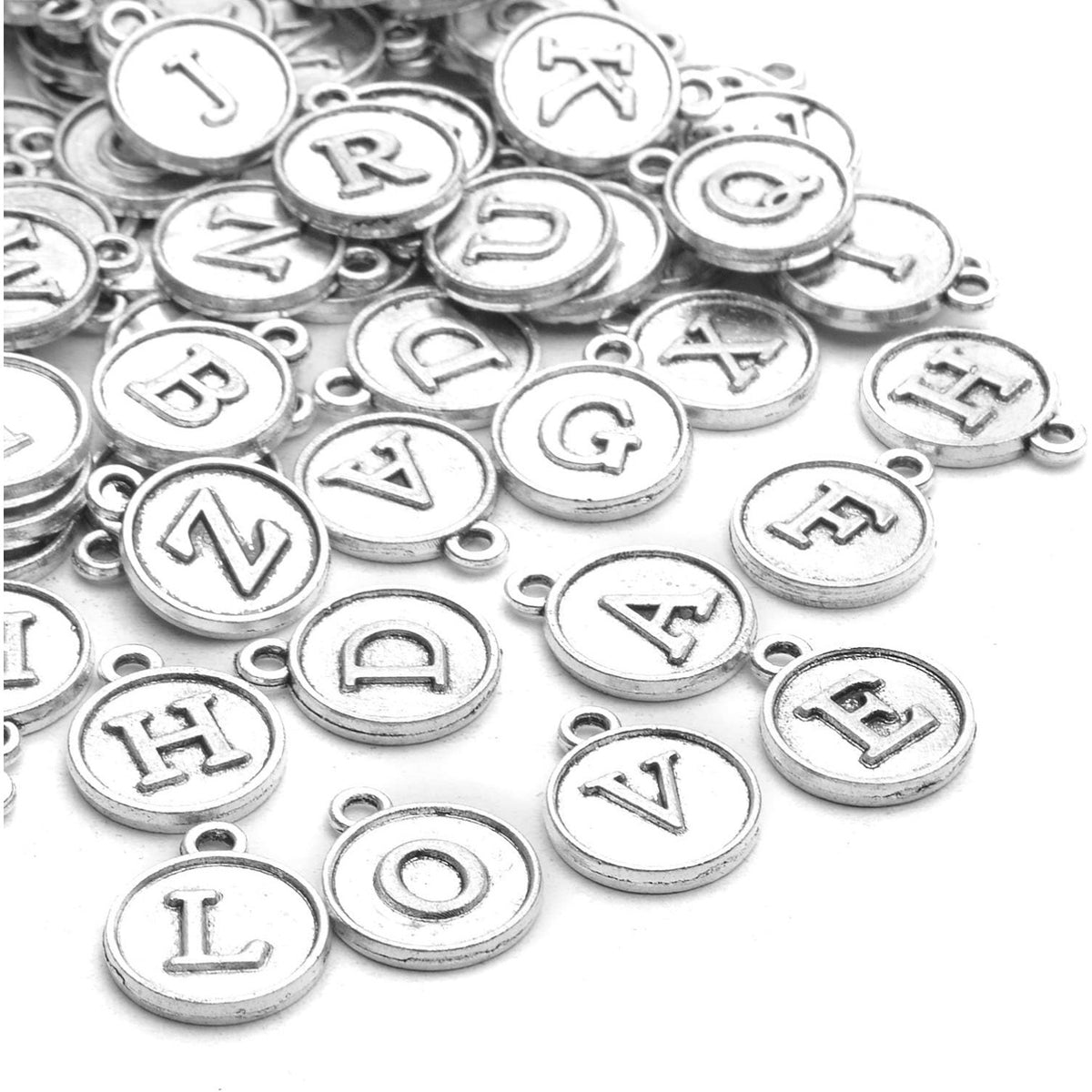 4 Sets(104 pcs) Alloy A-Z Initial Alphabet Letter Mixed Charms Pendants for DIY Jewelry Making,Bracelet and Crafting
