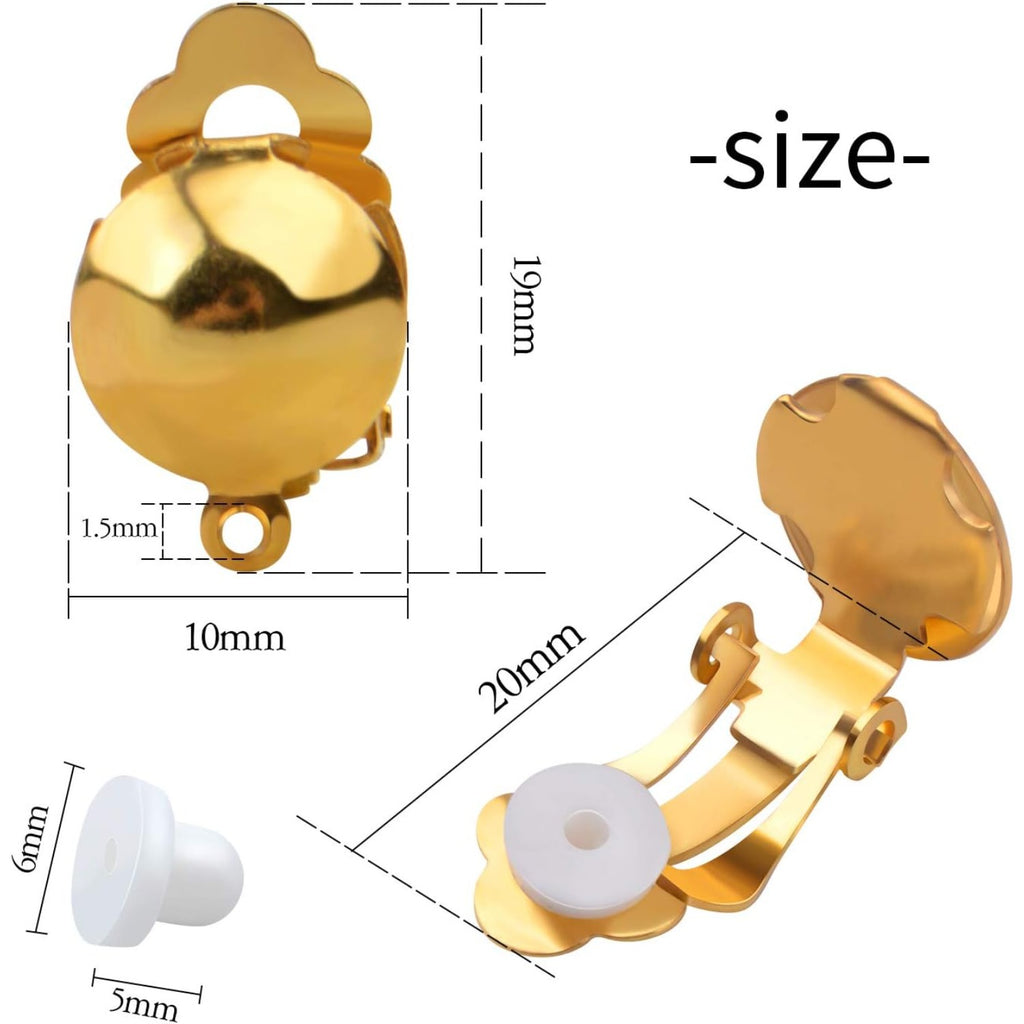 20 Pieces Clip On Earring Converter Non-Pierced Earrings Components with Loop and 20 Pieces Earring Cushions for Earring Making,Sliver and Gold