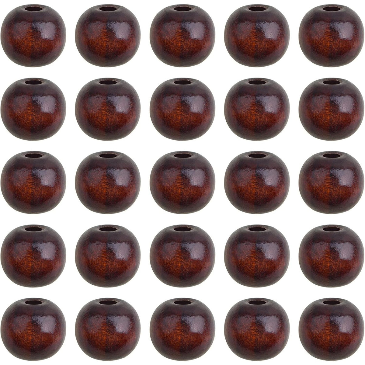200pcs Natural Round Wooden Spacer Beads Solid Wood Loose Beads with 4.5 mm Large Hole Handmade Accessories for DIY Bracelet Crafts Jewelry Making, Dark Coffee