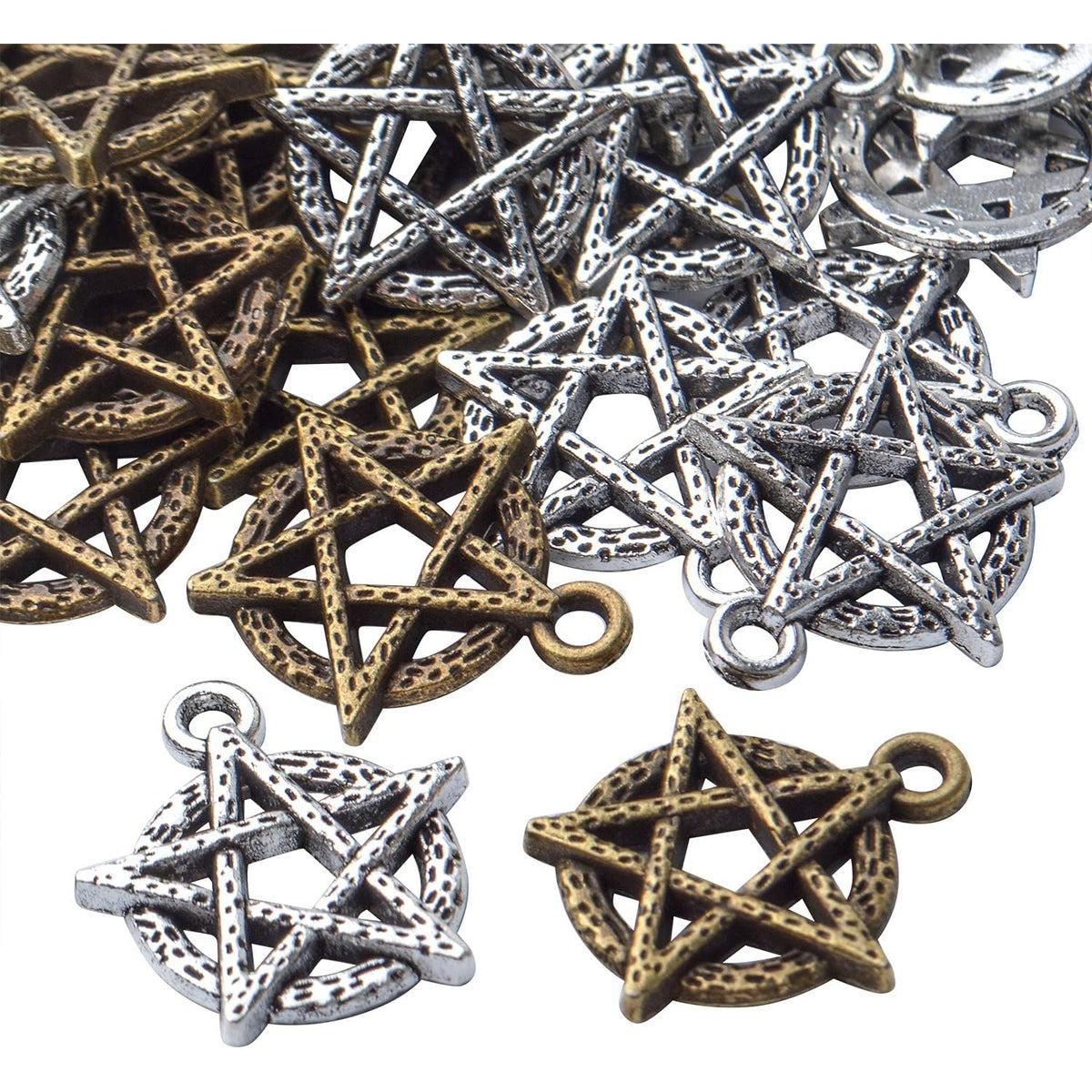 50pcs Celestial Pentagram Pentacle Star Charms Pendants Alloy Pentacle Charms Pendant Lucky Charms for DIY Jewelry Making Findings