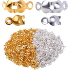 1000pcs Metal Bead Tips Knot Covers Clamshell Fold-Over Bead Tips Knot Covers Open Beads Tips Cord Ends for Jewelry Making DIY Findings Crafts
